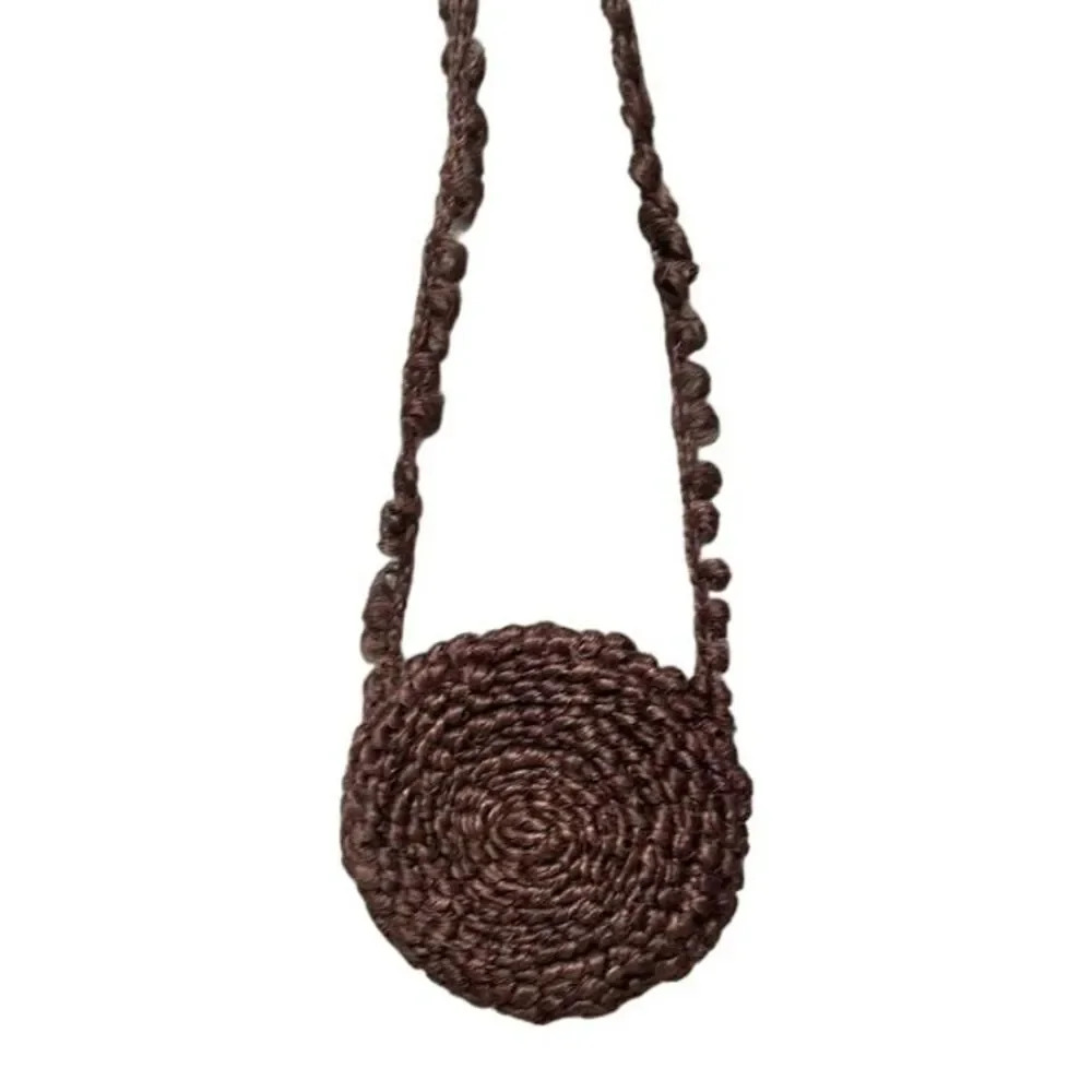 Brown Jute Roundโ Purse/Shoulder Bag
